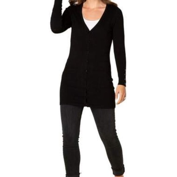 Yest Yaella Ladies Black Long Button Front Cardigan Sweater 80482 Various Sizes - Picture 4 of 9